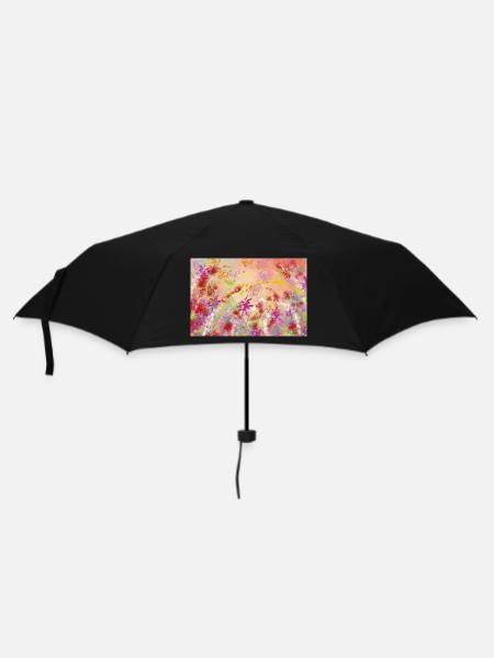 Pastellblüten Farbwirbel Muster - Regenschirm (klein) - Schwarz