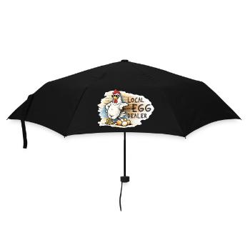 Frecher Hahn – Lustiges Hühnerhof Motiv - Regenschirm (klein) - Schwarz - Vorne