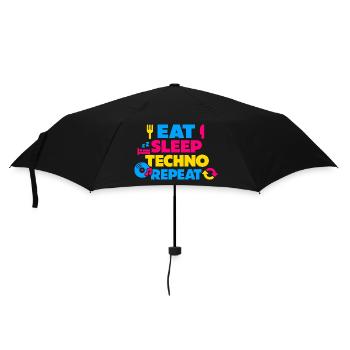 Eat Sleep Techno Repeat Farbexplosion - Regenschirm (klein) - Schwarz - Vorne