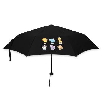 Kuschelige Tierfreunde Sticker - Regenschirm (klein) - Schwarz - Vorne