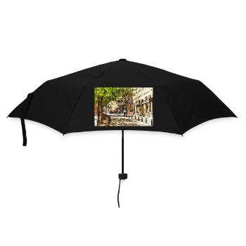 Watercolor style Sketch of sunny Brussels street - Umbrella (small) - black - Front