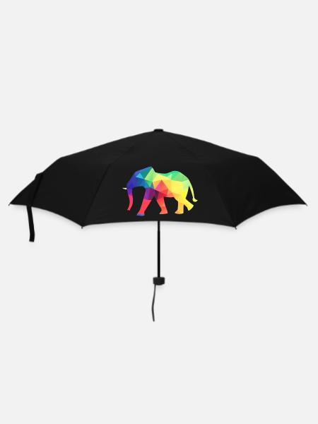 Bunter Elefant - Regenschirm (klein) - Schwarz
