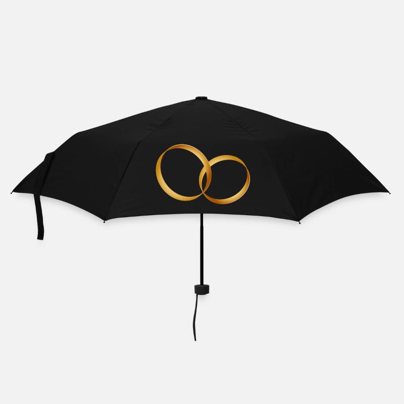 zwei goldene Ringe - Ehering - Hochzeit - Regenschirm (klein) - Schwarz