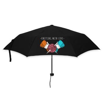 Knitting With Love – Yarn & Needles Art - Umbrella (small) - black - Front