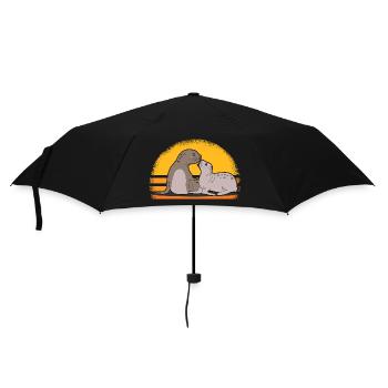 Robbe mit Baby niedliche Seehunde Robben Geschenk - Regenschirm (klein) - Schwarz - Vorne