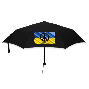 PEACEZEICHEN - auf ukrainischer Flagge Fahne - Regenschirm (klein) - Schwarz - Vorne