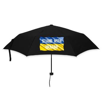 Stand with Ukraine - auf wehender Flagge Fahne - Regenschirm (klein) - Schwarz - Vorne