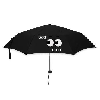 Gott sieht und sucht dich - Regenschirm (klein) - Schwarz - Vorne