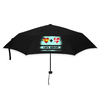 Spanien und Dänemark Flagge 100% genial - Regenschirm (klein) - Schwarz - Vorne