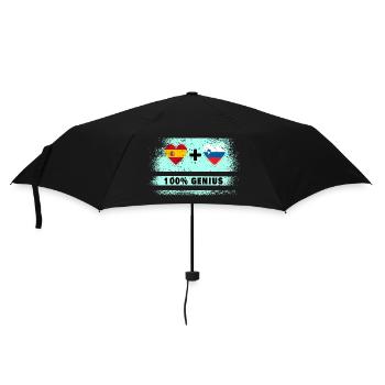 Spanien und Slowenien 100% Flaggengenie - Regenschirm (klein) - Schwarz - Vorne