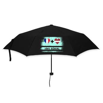 Hinweis Frankreich und Lettland 100% genial - Regenschirm (klein) - Schwarz - Vorne