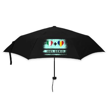 Italien und Rumänien 100% geniale Flagge - Regenschirm (klein) - Schwarz - Vorne