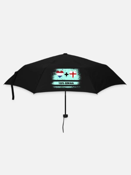 England und Niederlande 100% Genius Flagge - Regenschirm (klein) - Schwarz