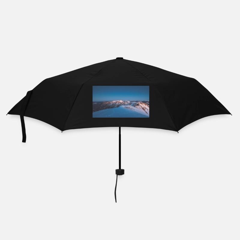 Alpenglühen auf dem Agrafa-Gebirge - Regenschirm (klein) - Schwarz
