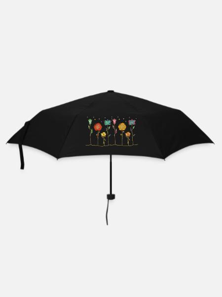 Blumen - Regenschirm (klein) - Schwarz
