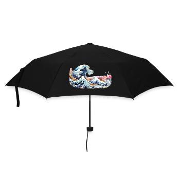 Japanische Welle Great Wave of Kanagawa - Regenschirm (klein) - Schwarz - Vorne