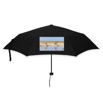 Landscape at the Cubango river with giraffe - Umbrella (small) - black - Front