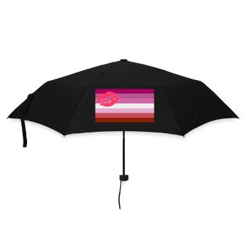 lesbian pride lipstick flag - Regenschirm (klein) - Schwarz - Vorne