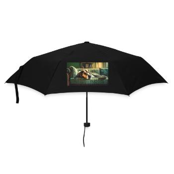 Niedliche Tiere chillen – Hund - Regenschirm (klein) - Schwarz - Vorne