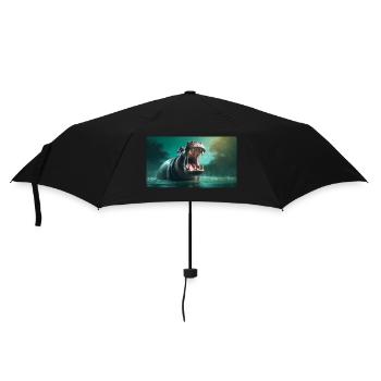 Cute animals chilling – hippopotamus also hippo - Umbrella (small) - black - Front