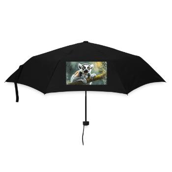 Cute animals chilling – ring-tailed lemur - Umbrella (small) - black - Front