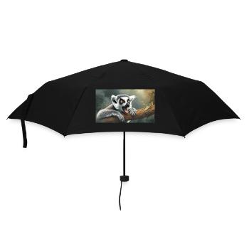 Cute animals chilling – ring-tailed lemur - Umbrella (small) - black - Front