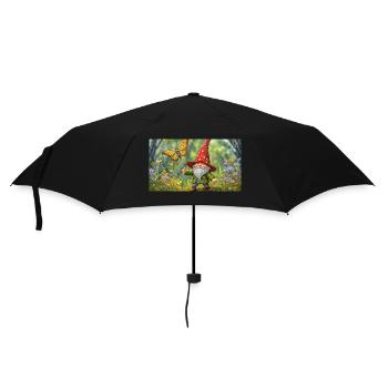 gnome flying a butterfly like a kite - Umbrella (small) - black - Front