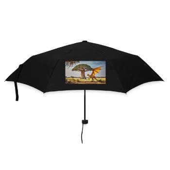 realistic orange dragon in an african desert - Umbrella (small) - black - Front