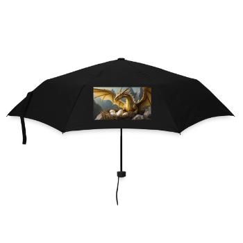Ein realistischer böser Drache, der wie ein Wolf Hühner jagt - Regenschirm (klein) - Schwarz - Vorne