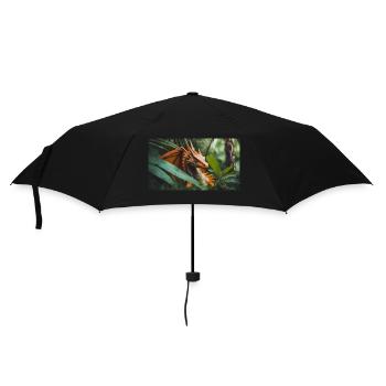 A realistic majestical orange dragon is hunting - Umbrella (small) - black - Front