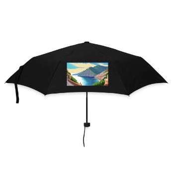 Amalfi Coast, Italy - Pixel Art - Umbrella (small) - black - Front