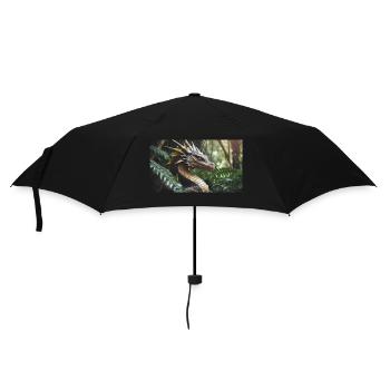 A realistic majestical green dragon is hunting - Umbrella (small) - black - Front