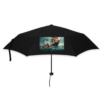 Gruselige mythische Orte – Kraken-Segelschiff - Regenschirm (klein) - Schwarz - Vorne