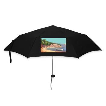 Zlatni Rat, Croatia - Pixel Art - Umbrella (small) - black - Front