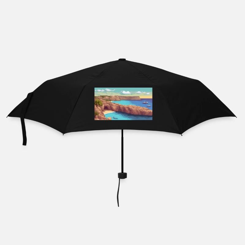 Île de Comino, Malte - Pixel Art - Parapluie standard - noir