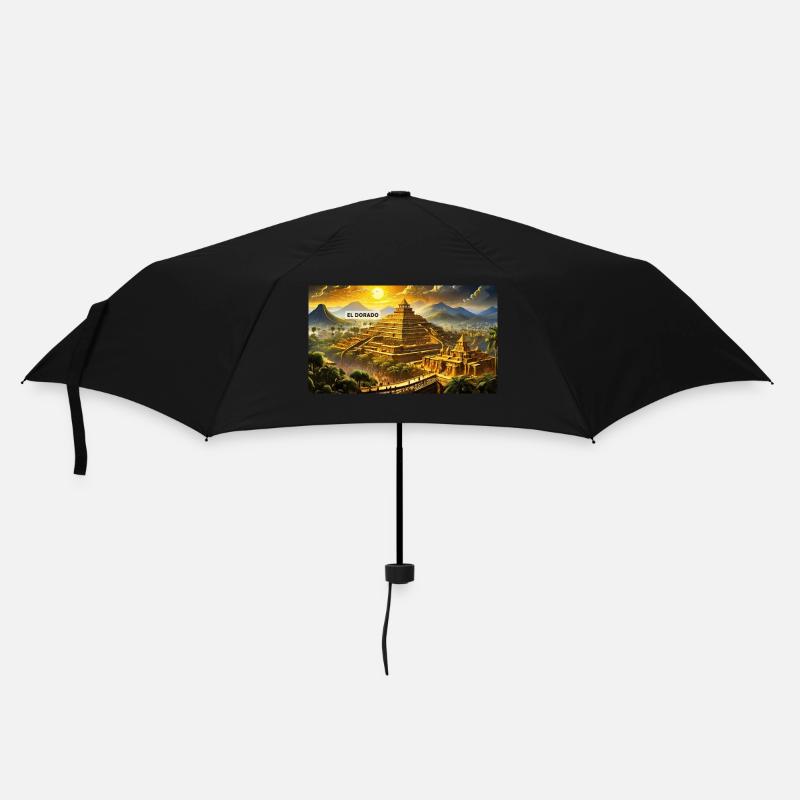 wunderschöne mythische Orte – El Dorado Goldene Stadt - Regenschirm (klein) - Schwarz