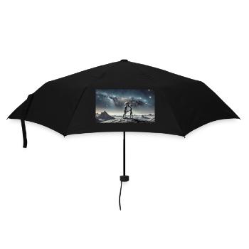 grey alien on the moon surface – kissing couple - Umbrella (small) - black - Front