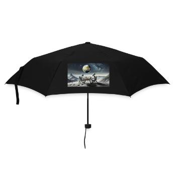grey alien on the moon surface – eating dinner - Umbrella (small) - black - Front