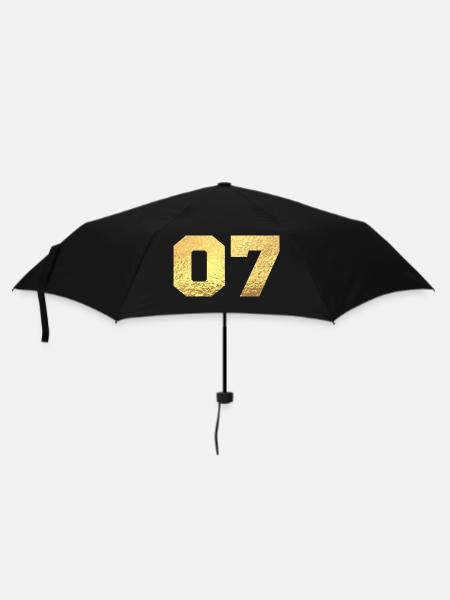 Numéro 7 paillettes doré - 7e anniversaire - Parapluie standard - noir
