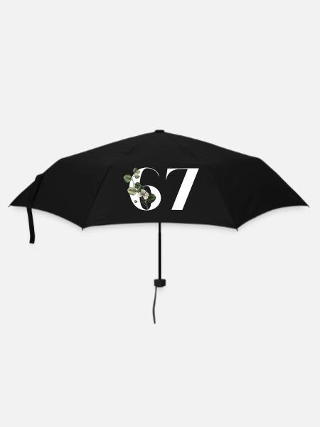Nummer 67 Blumengrün - 67. Blumengeburtstag - Regenschirm (klein) - Schwarz