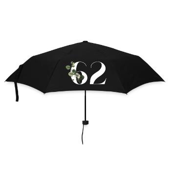 Nummer 62 Blumengrün - 62. Blumengeburtstag - Regenschirm (klein) - Schwarz - Vorne