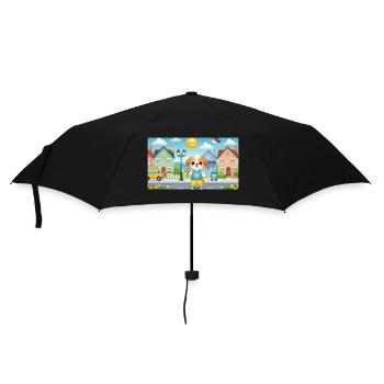 Kleiner Hund mit Eis - Regenschirm (klein) - Schwarz - Vorne