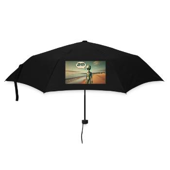 Alien sur la plage - Parapluie standard - noir - Devant