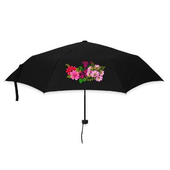 Rosa Wildblumenstrauß - Regenschirm (klein) - Schwarz - Vorne