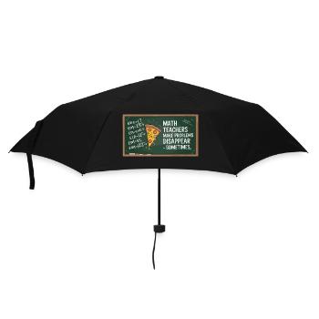 Lustiges Mathelehrer Design Pizza & Probleme lösen - Regenschirm (klein) - Schwarz - Vorne