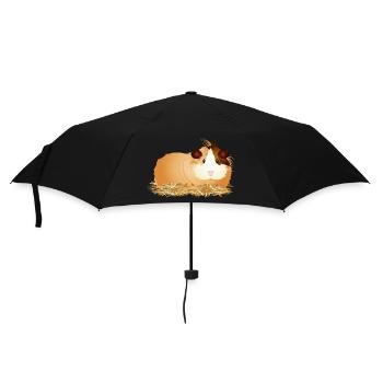 Cochon d’Inde mignon allongé confortablement dans la paille - Parapluie standard - noir - Devant