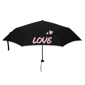 Pastellliebe und gezeichnete Herzen - Regenschirm (klein) - Schwarz - Vorne