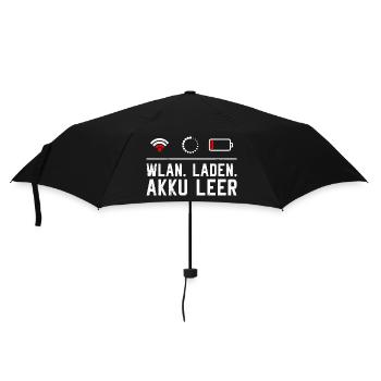 Coder WLAN. LADEN. AKKU LEER LUSTIG - Regenschirm (klein) - Schwarz - Vorne