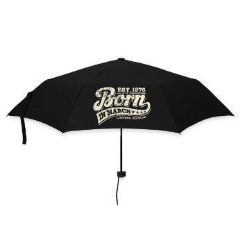 Born in March 1976 - Geburtstag - Geschenk - Regenschirm (klein) - Schwarz - Vorne