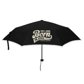Born in April 1986 - Geburtstag - Geschenk - Regenschirm (klein) - Schwarz - Vorne